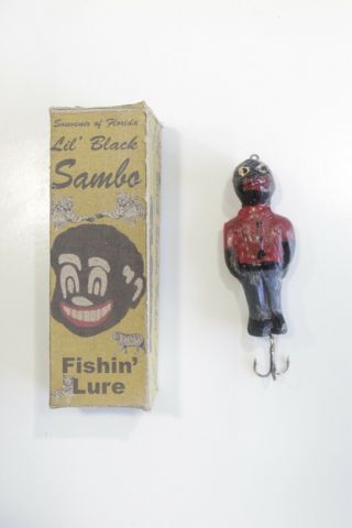Vintage Sambo Fishing Lure Novelty Florida Antique Plug Rare Africana Americana