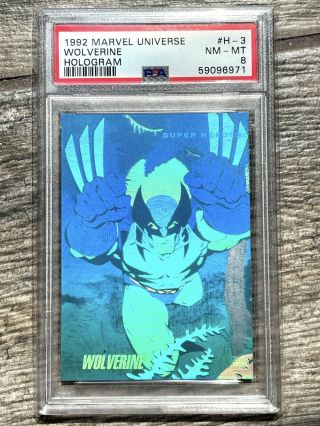 1992 Marvel Universe Wolverine Hologram H - 3 H3 Rare Insert Low Pop Holo Psa 8