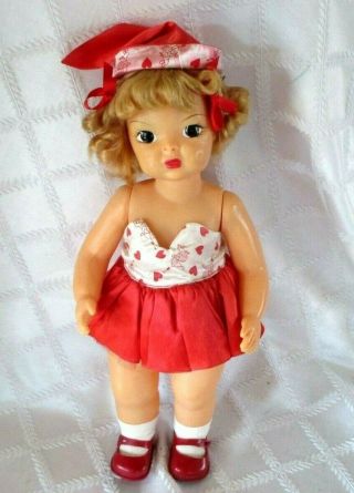 Vintage Terri Lee Doll 16 " Org Rare Cupid & Hearts Tagged Outfit - Side Braids -