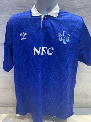 Vintage Everton Football Shirt 1988 - 91 Large Rare Soccer Jersey