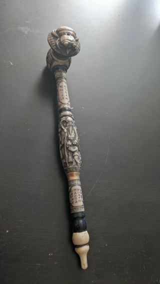 Rare Vintage Antique Poppy Opium Pipe Hand Carved Stone Asian Vietnamese Laos
