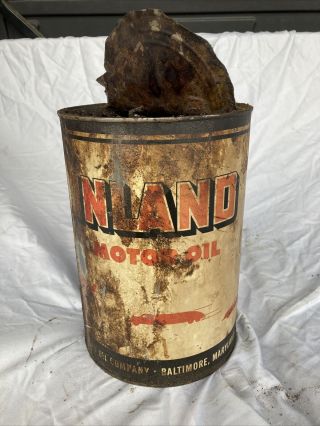 Rare Vintage 5 Quart Inland Motor Oil Can Baltimore Md Gas & Oil Advertising