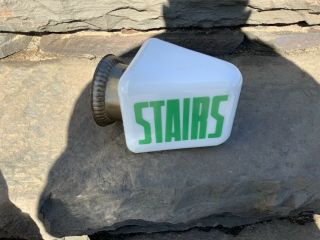 Old Vintage Glass Wall Mount Stairs Light Green Lettering Very Rare Mfg Kopp