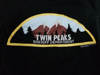 Vintage Black Twin Peaks Sheriff Department T - Shirt 1990 David Lynch Rare Xl