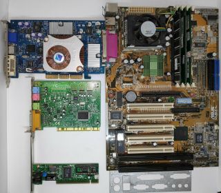 Asus Cubx - L Socket 370/intel Pentium3 800/nvidia Ti4200/ram/sound/lan Rare Set