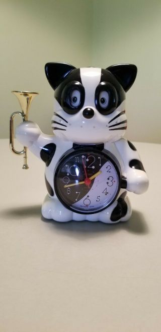 Rare Early Version Rhythm Bugle Cat Rise And Shine Alarm Clock Japan