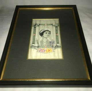 Rare Antique Stevengraph Pure Woven Silk Embroidery Picture - " Queen Mother