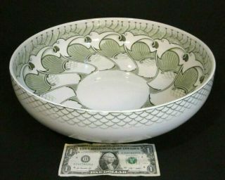 Rare Vintage Royal Doulton Green " Howard " Pattern Big 14.  5 " Wash Bowl Basin
