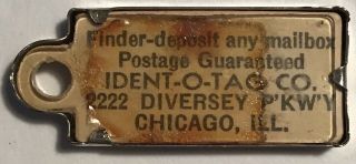EXTREMELY RARE 1942 MARYLAND IDENT - O - TAG KEYCHAIN LICENSE PLATE TAG NOT DAV 2