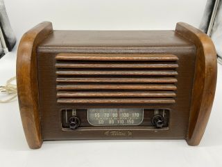 Vintage Teletone 100,  1946 Tube Radio Rare Leather Cover,