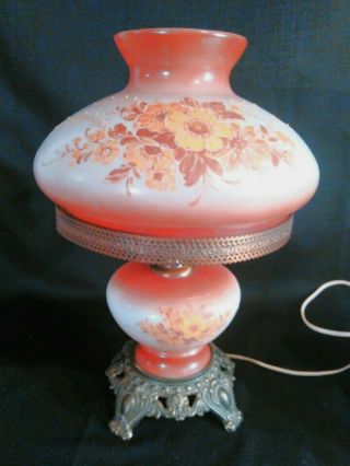 " Rare " Vintage Hurricane Lamp (accurate Casting A4181) Hand Painted 17 " Tall