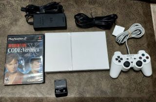 Rare Sony Ps2 Slim Ceramic White Console Scph - 79001 Games/controller Bundle