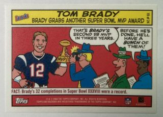 Tom Brady 2004 Topps Bazooka Comic Bowl Xxxviii Mvp Insert Card 19 (rare)