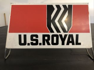 Rare Vintage U.  S.  Royal Tire Metal Display Stand Sign Gas & Oil