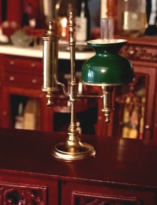 Rare Vintage Artisan Alec Rothwell 1985 Dollhouse Miniature Brass Lamp 1:12