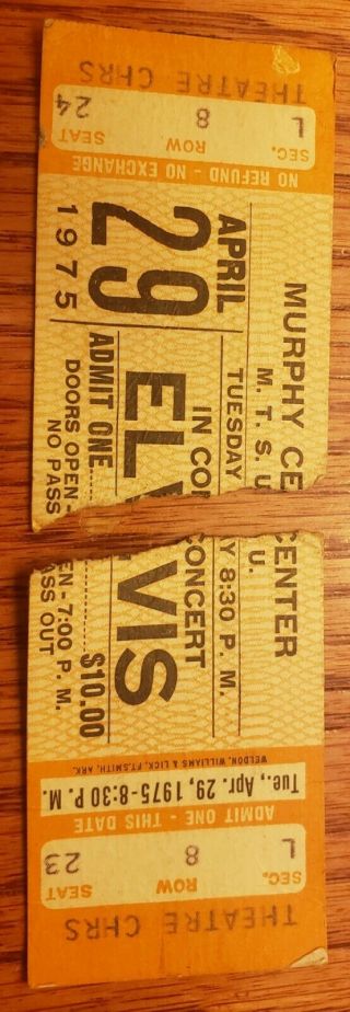 2 Rare And Vintage Elvis Presley Concert Ticket Stubs 4/29/1975