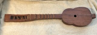 Rare Folk Art Banjo Hand Carved Very Old Rosehead Square Nail Ukulele