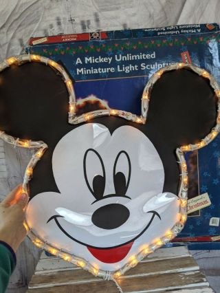 Mr Christmas Mickey Unlimited Miniature Light Sculpture Hanging Window Xmas Rare