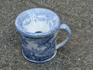 Rare 1840s Blue And White Transferware Spittoon Spit Spitting Cup And Funnel Lid