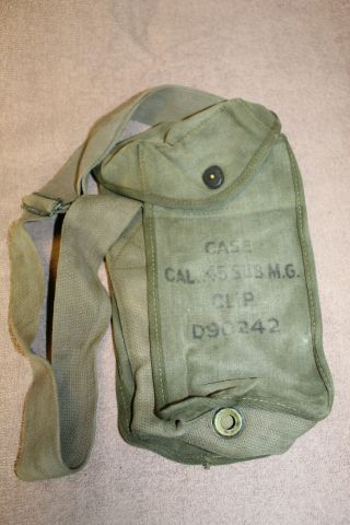 Rare Ww2 U.  S.  Army Airborne Issued Cal.  45 Sub Mg Ammo Case W/strap