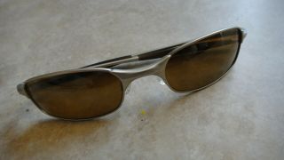 Rare Vintage Oakley A Wire 2.  0 Sunglasses Root Beer Champagne Unisex Sunglasses