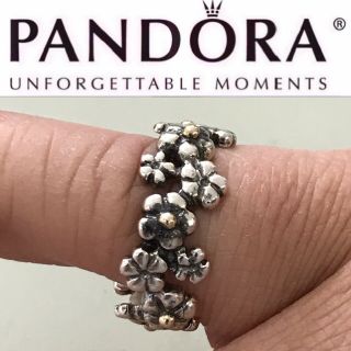 Vintage Pandora 14k & 925 Silver Daisy Flower Ring 190506 Rare Retired Ale 9