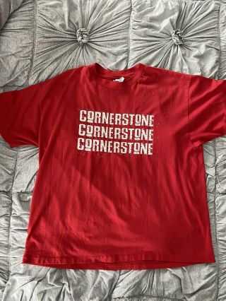 RARE Vintage 90s X CORNERSTONE X Straight Edge Hardcore Punk Records Shirt XL 2