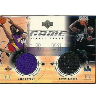 2001 Upper Deck Kobe Bryant Lakers Kevin Garnett Wolves 2x Game Card Rare