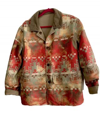 Rare Vintage Ralph Lauren Aztec Southwestern Jacket Reverses To A Field Jkt Sz M