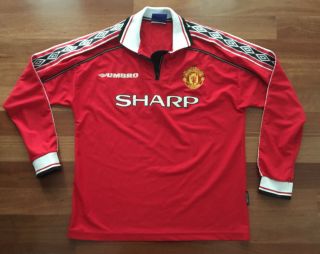 Rare Manchester United Retro Umbro Home Jersey 1998/99 Dwight Yorke Long Sleeve