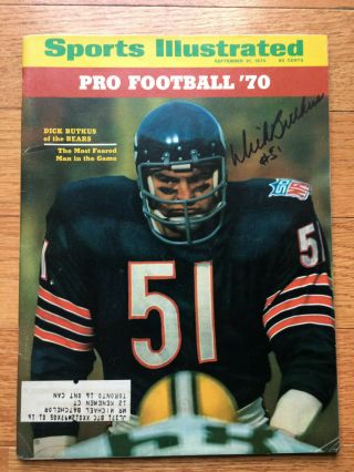Dick Butkus Signed Sports Illustrated 9/21/70 Chcago Bears Hof Very Rare Nfl Ex