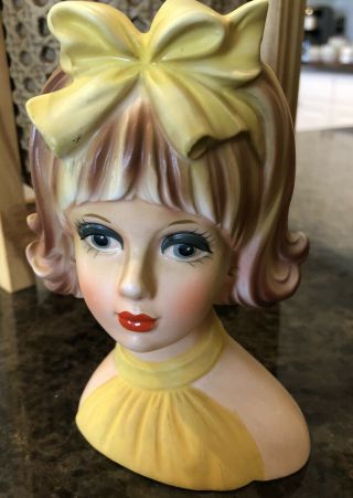 Vintage Head Vase Royal Crown Les Girls 3664 Rare Hand Painted Lady