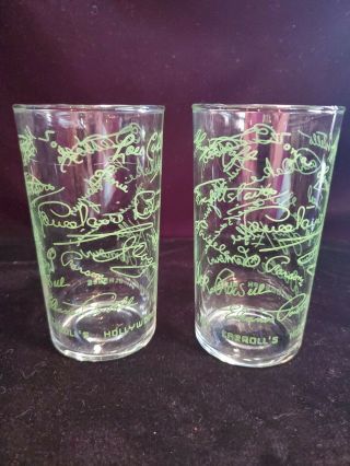 Pair Earl Carroll’s Hollywood Glasses Green Autographs Condition& Rare