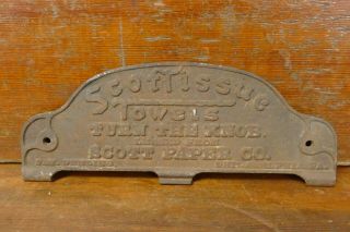 Rare Vintage Antique Scott Tissue Co Cast Iron Paper Towel Holder Sign