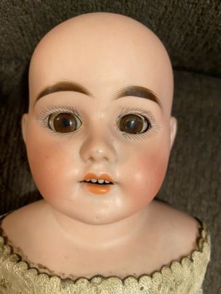 Antique Rare Peter Scherf Bisque 22  Doll Leather Body Brown Sleep Eyes