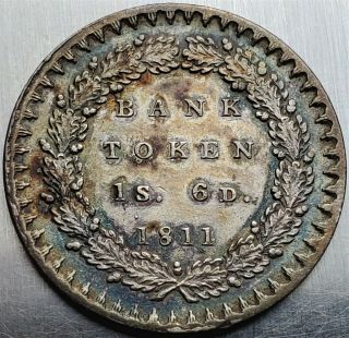 1 Shilling 6 Pence 1811 George III Bank of England ToningTop Grade Very Rare 2