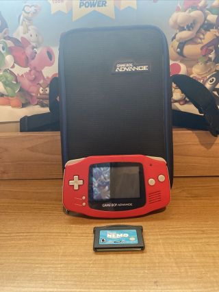 Nintendo Gameboy Advance Agb - 001 Red Version With Case And Game Rare