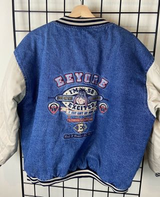 Rare Vtg 90s Disney Store Eeyore Denim Embroidered Varsity Jacket Size Large