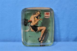 Rare Vintage 1950s Mobil Gas Elvgren Pinup Girl Advertising Ashtray