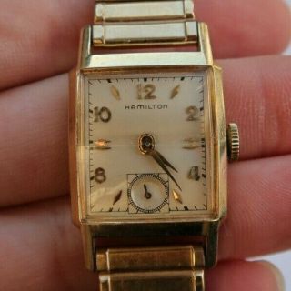 Rare Vintage Antique Hamilton 14k Gold Filled Wind Up Watch Wristwatch Men 