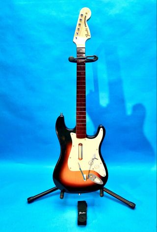 Xbox 360 Rock Band Wireless Sunburst Stratocaster Guitar Strap Stand Unique Rare