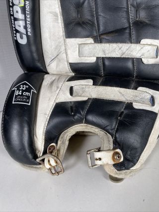 Rare Vintage RADICAL DR 33” black/white Leather Hockey Goalie Pads 2