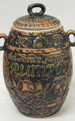 Rare Rumtopf Rumfass Crock Bay Keramik West Germany Old Toms Jamaica Rumpot Vtg