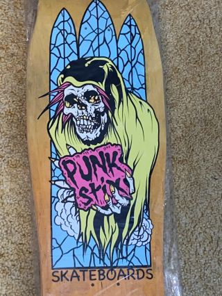 Punk Stix Skateboard Shaped Deck Split Fade Ghoul Rare Pushead Zorlac Abrook