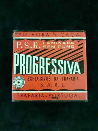 Empty Gunpowder Old Tin Plate Rare And Vintage Trafaria - Lisboa