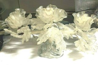 Rare Textured Lucite & Crystal Mid - Century Modern Flower Centerpiece Sculpture