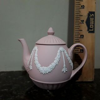 Rare Wedgwood Jasperware Miniature Pink Teapot 2
