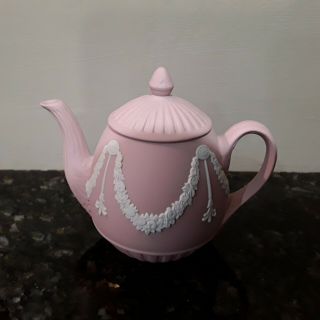 Rare Wedgwood Jasperware Miniature Pink Teapot 3