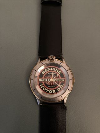 Harley Davidson Wrist Watch Oil Can Mans Rare Gift Collectible Band