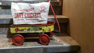 Rare Vintage Tin Litho Walt Disney’s Official Davy Crockett Western Prarie Wagon